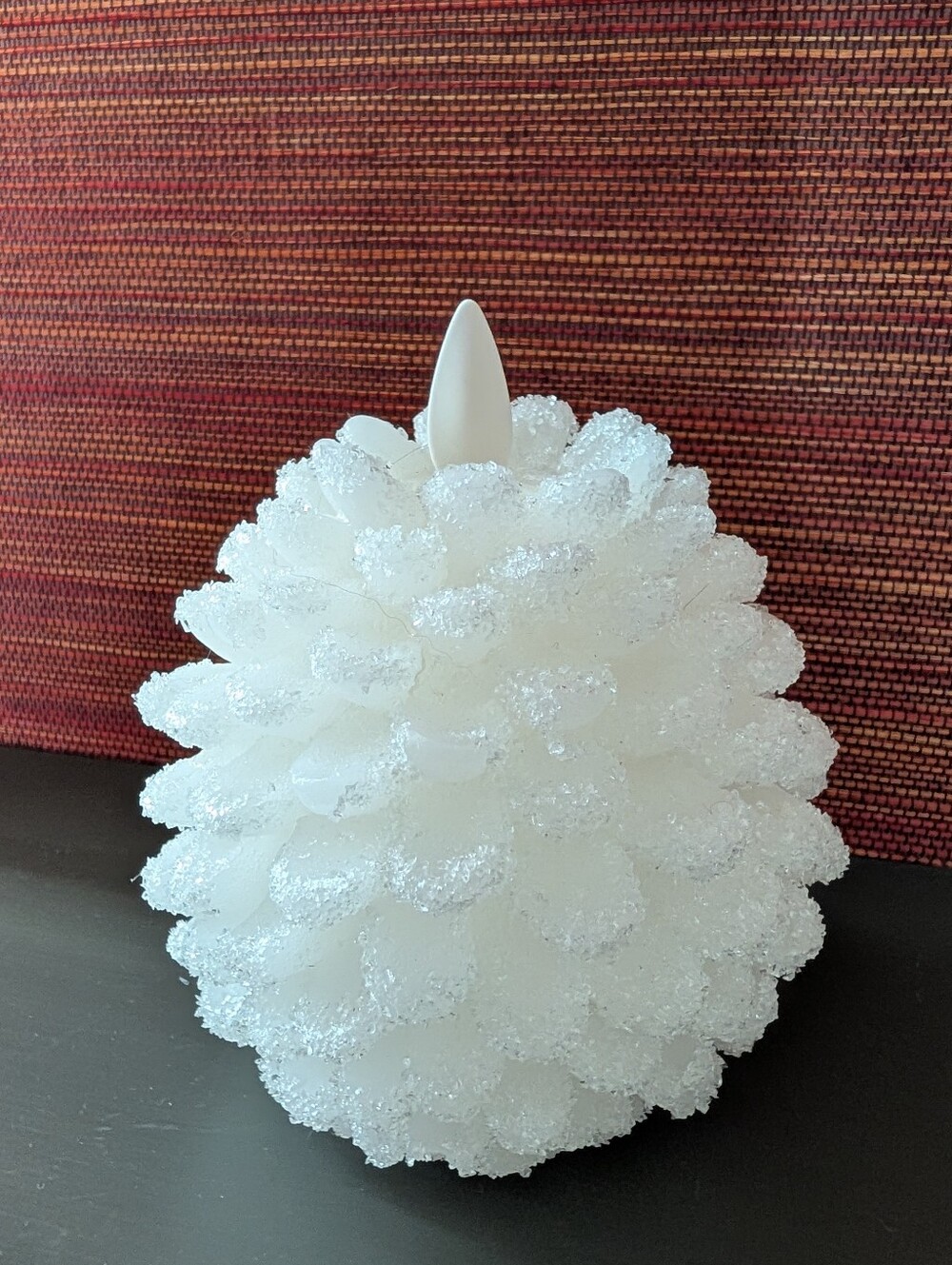 LUMINARA snowy pinecone flameless candle in box